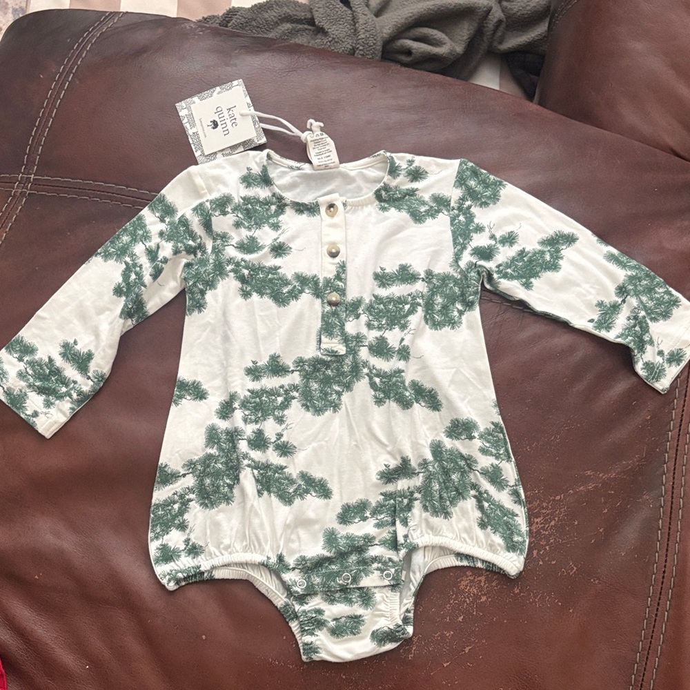 Kate Quinn Forest Green and Cream Kids Bodysuit
